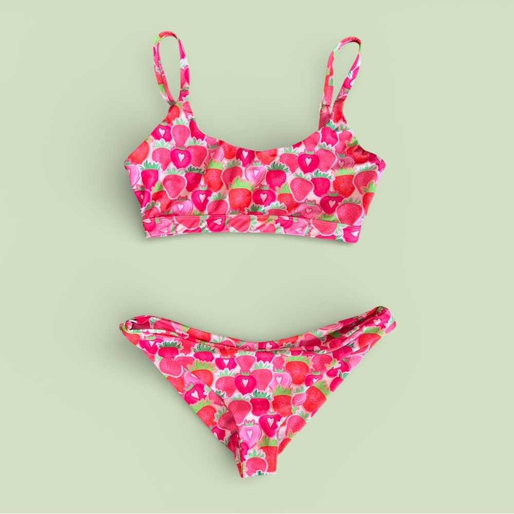 moana bikini Pink Strawberry Print Two-Piece Swim Bikini